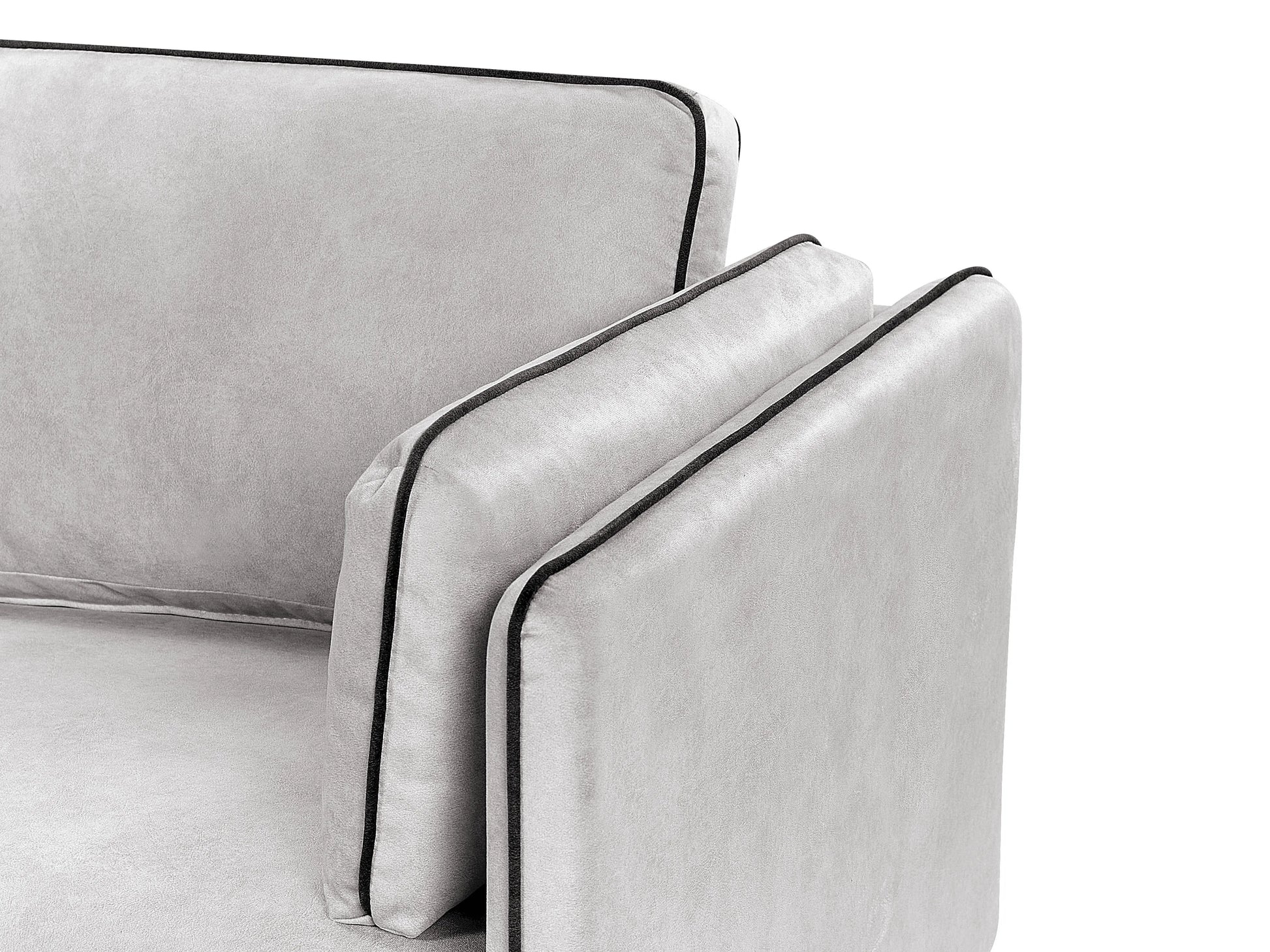  Corner Sofa 3 Seater ALTAN Velvet Light Grey Right Hand