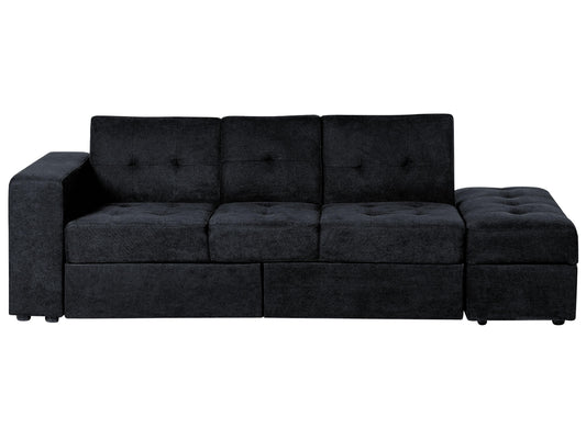  Sofa Bed 3 Seater FALSTER Fabric Black With Storage