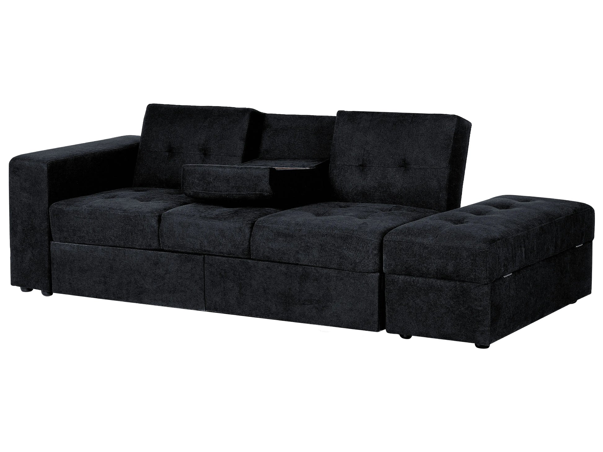  Sofa Bed 3 Seater FALSTER Fabric Black With Storage