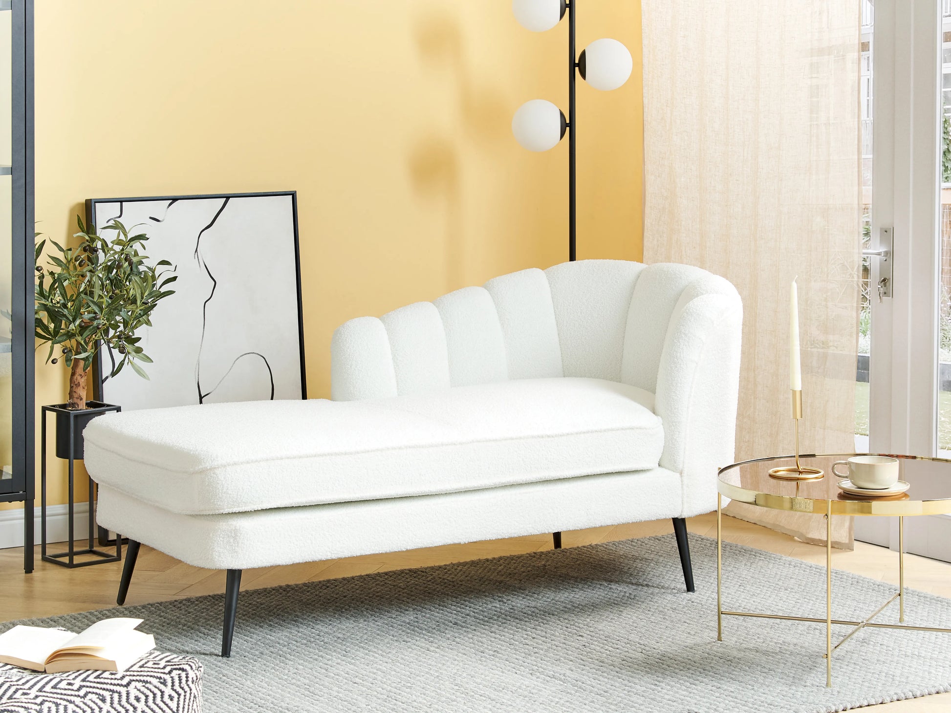  Right-Hand Chaise Lounge ALLIER Boucle Off-White