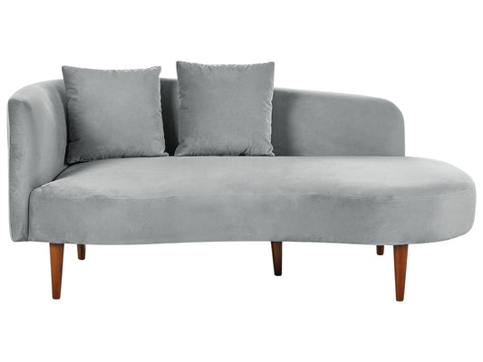  Left-Hand Chaise Lounge CHAUMONT Velvet Light Grey