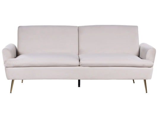  Sofa Bed 3 Seater VETTRE Velvet Light Beige