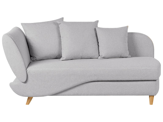  Left-Hand Chaise Lounge MERI Faux Linen Light Grey With Storage