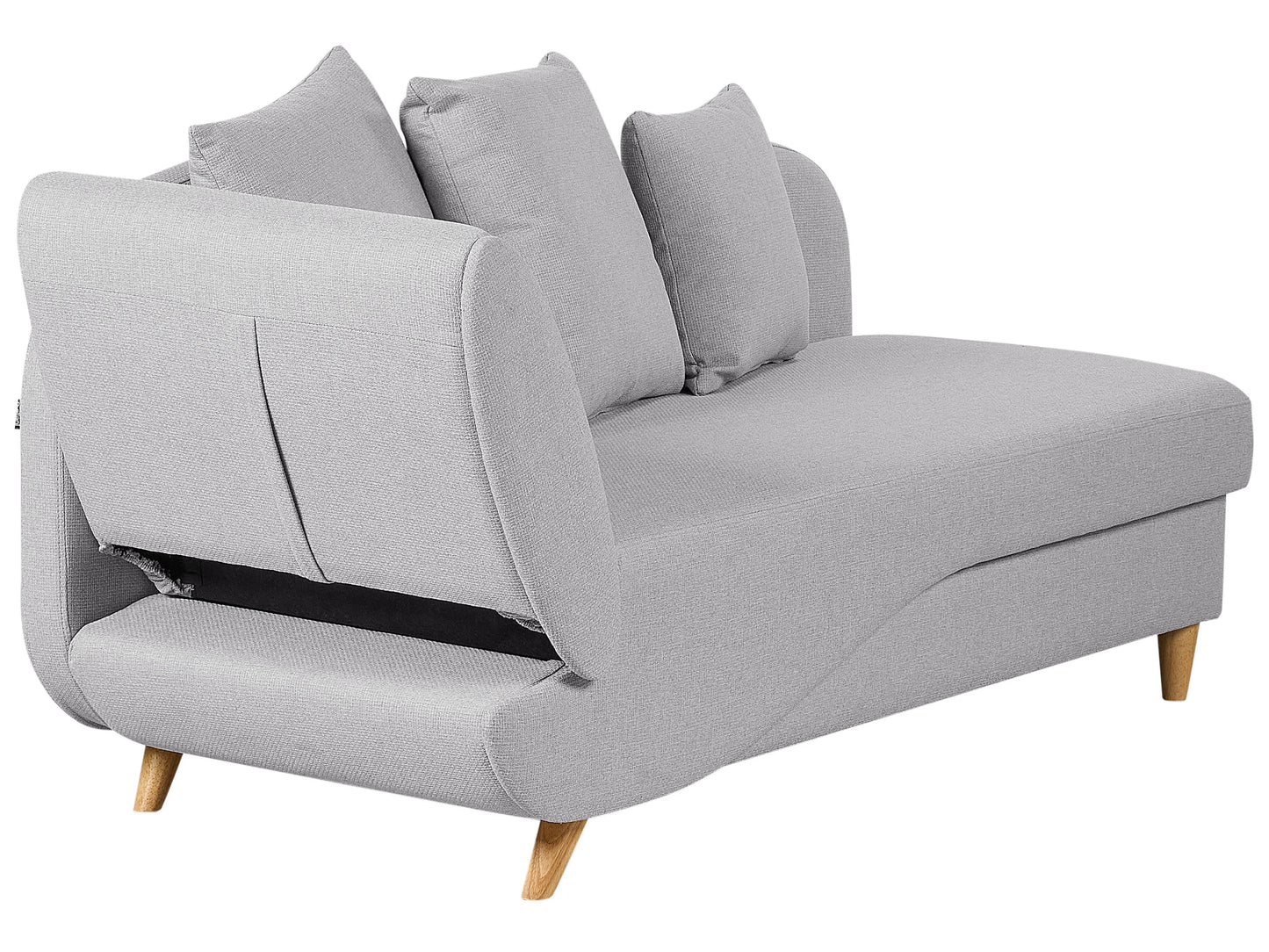 Left-Hand Chaise Lounge MERI Faux Linen Light Grey With Storage