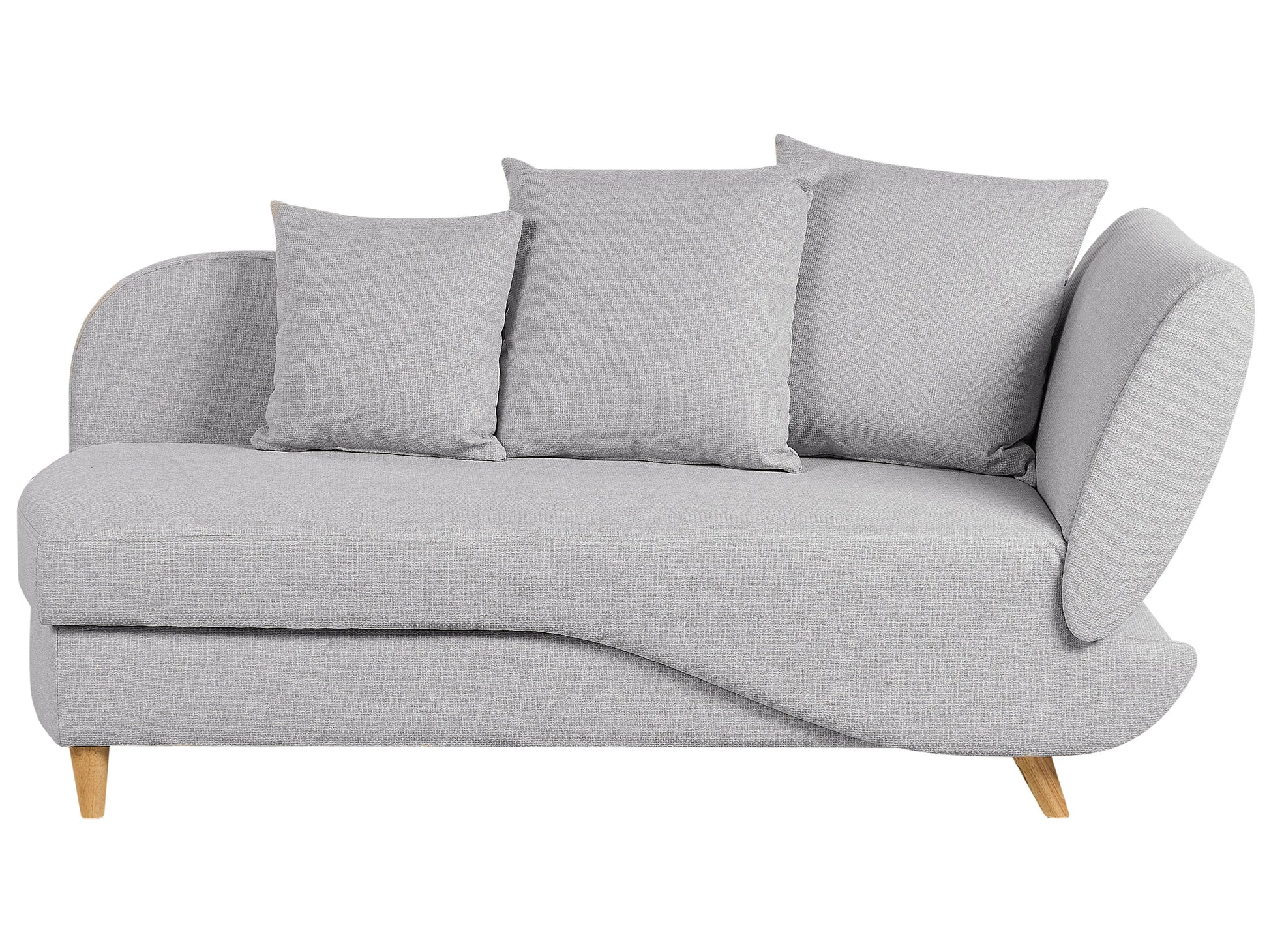  Right-Hand Chaise Lounge MERI Faux Linen Light Grey With Storage