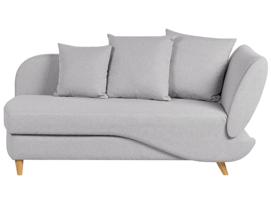  Right-Hand Chaise Lounge MERI Faux Linen Light Grey With Storage