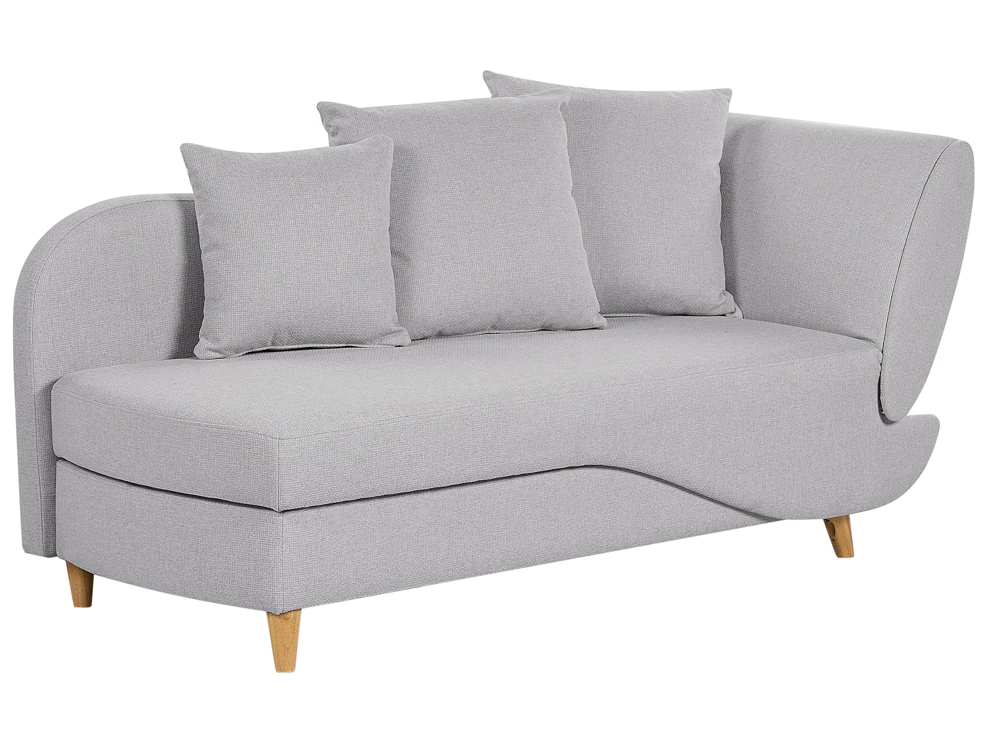  Right-Hand Chaise Lounge MERI Faux Linen Light Grey With Storage