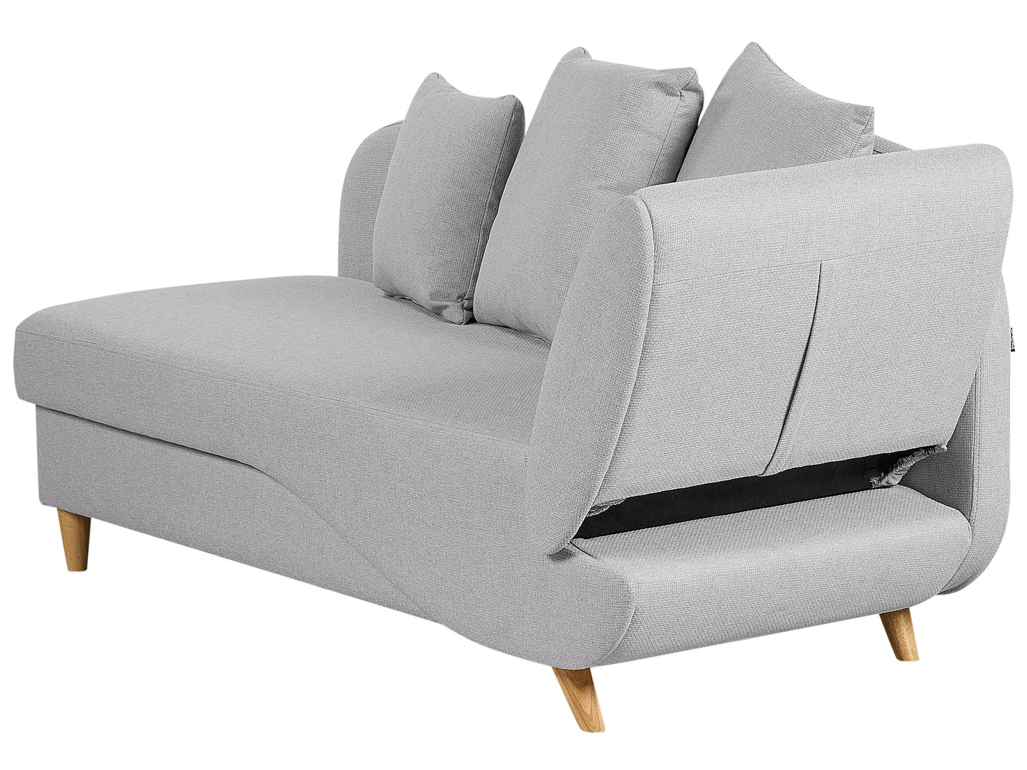  Right-Hand Chaise Lounge MERI Faux Linen Light Grey With Storage