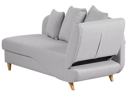 Right-Hand Chaise Lounge MERI Faux Linen Light Grey With Storage