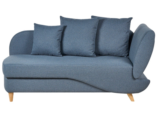  Right-Hand Chaise Lounge MERI Faux Linen Dark Blue With Storage