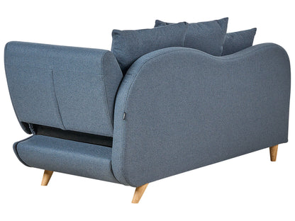  Right-Hand Chaise Lounge MERI Faux Linen Dark Blue With Storage