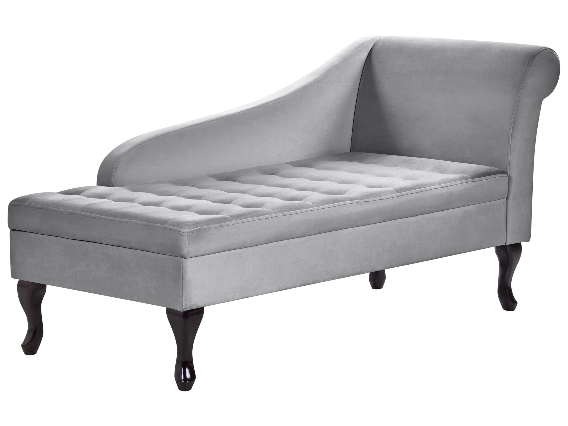  Right-Hand Chaise Lounge PESSAC Velvet Light Grey With Storage