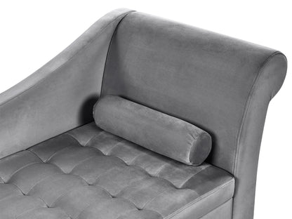  Right-Hand Chaise Lounge PESSAC Velvet Light Grey With Storage