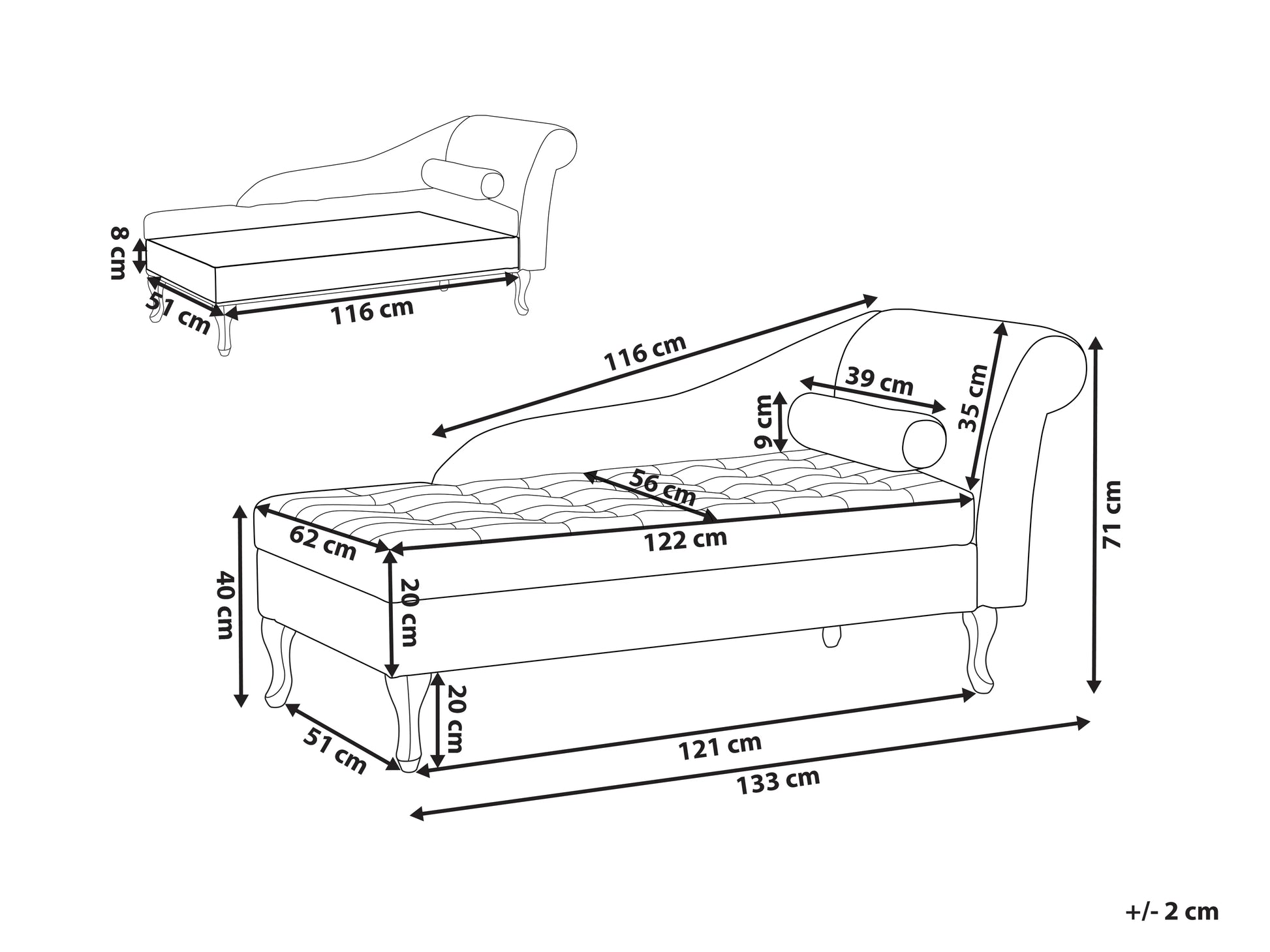  Right-Hand Chaise Lounge PESSAC Velvet Light Grey With Storage