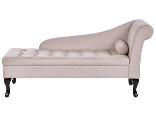  Right-Hand Chaise Lounge PESSAC Velvet Light Beige With Storage
