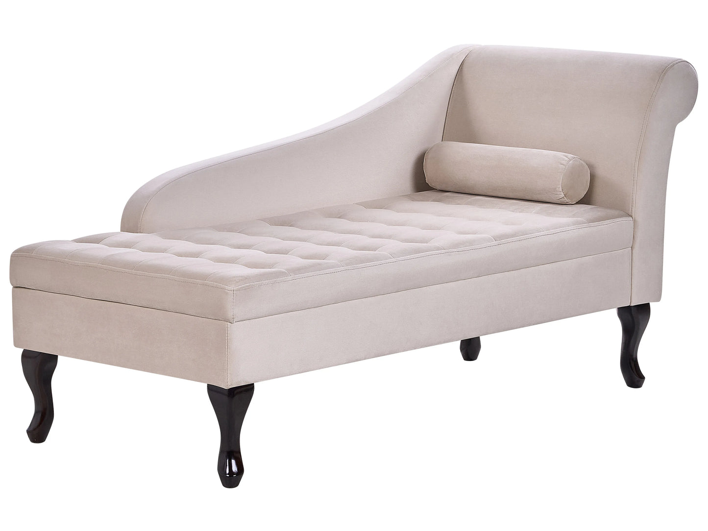  Right-Hand Chaise Lounge PESSAC Velvet Light Beige With Storage