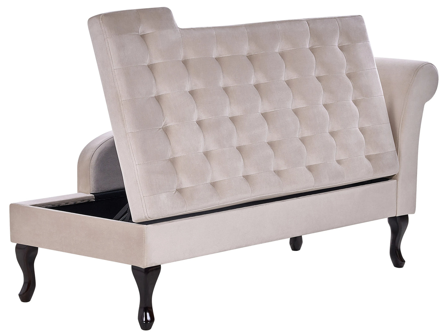  Right-Hand Chaise Lounge PESSAC Velvet Light Beige With Storage