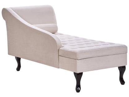  Right-Hand Chaise Lounge PESSAC Velvet Light Beige With Storage