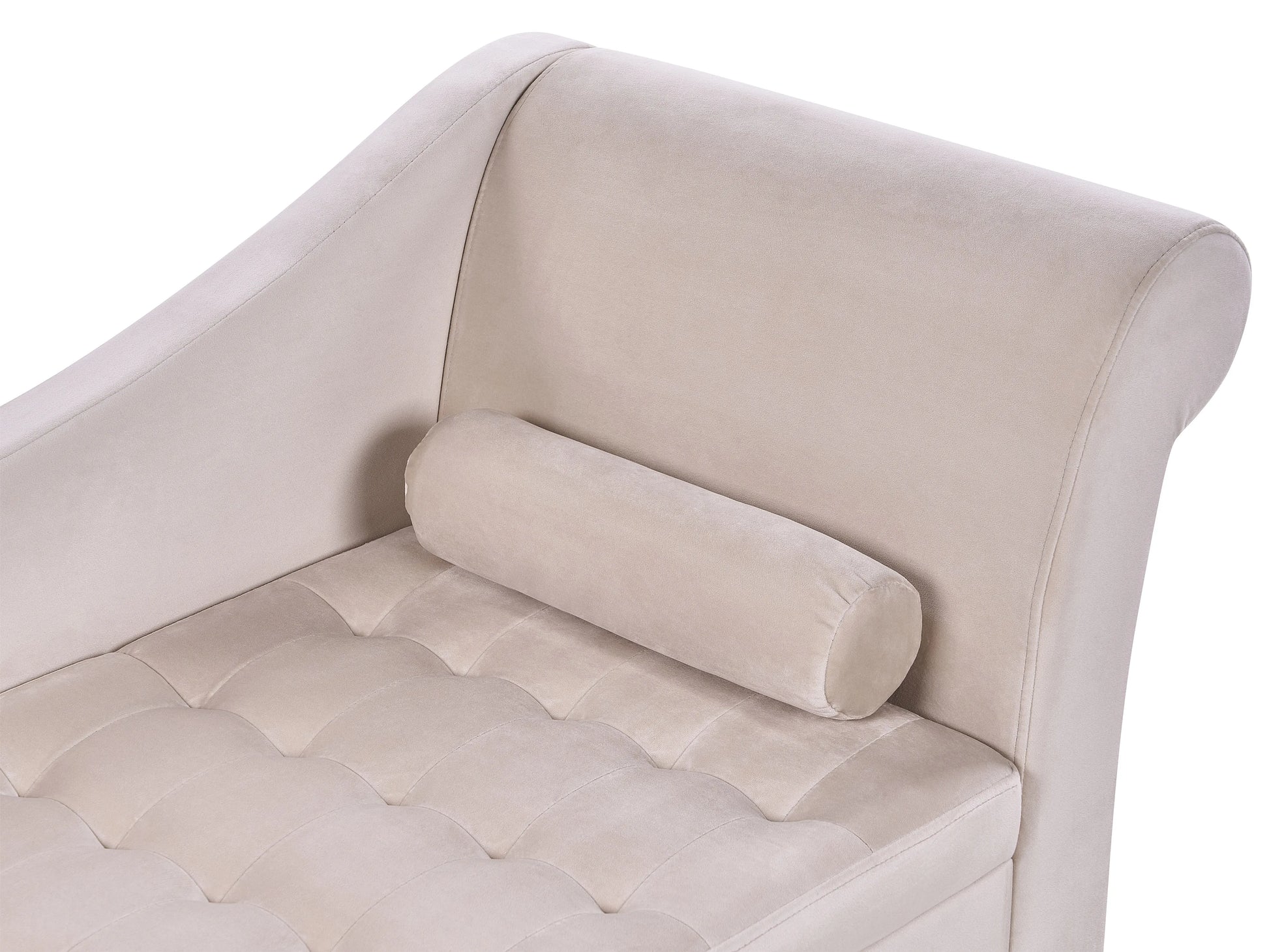  Right-Hand Chaise Lounge PESSAC Velvet Light Beige With Storage