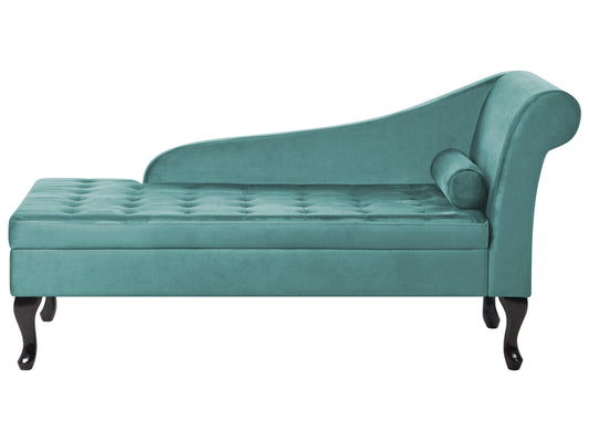  Right-Hand Chaise Lounge PESSAC Velvet Teal With Storage