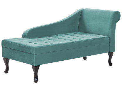  Right-Hand Chaise Lounge PESSAC Velvet Teal With Storage