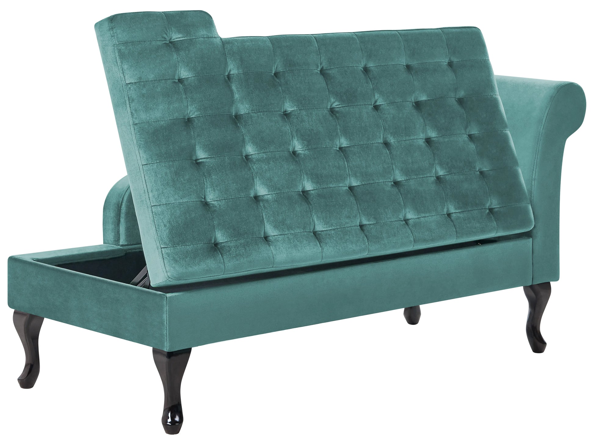  Right-Hand Chaise Lounge PESSAC Velvet Teal With Storage