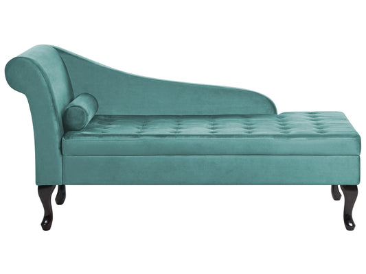  Left-Hand Chaise Lounge PESSAC Velvet Teal With Storage