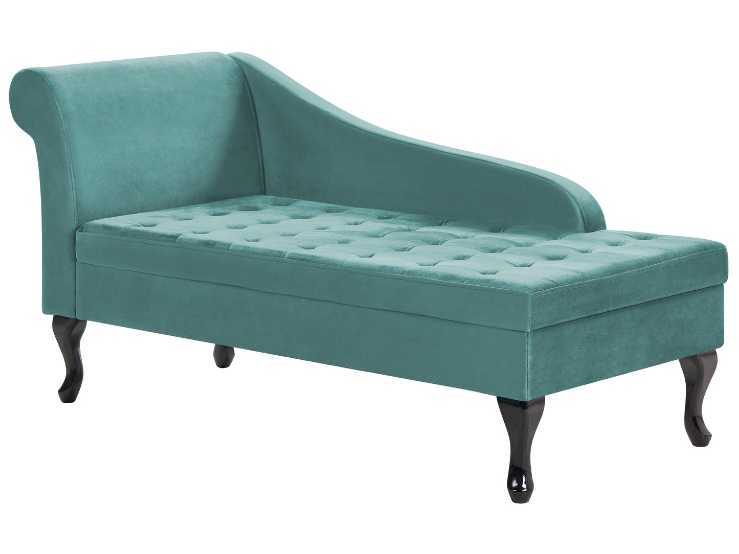  Left-Hand Chaise Lounge PESSAC Velvet Teal With Storage