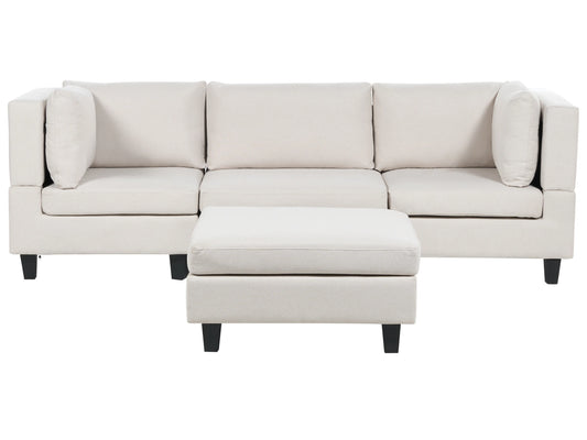  Modular Sofa 3 Seater UNSTAD Fabric Light Beige With Ottoman