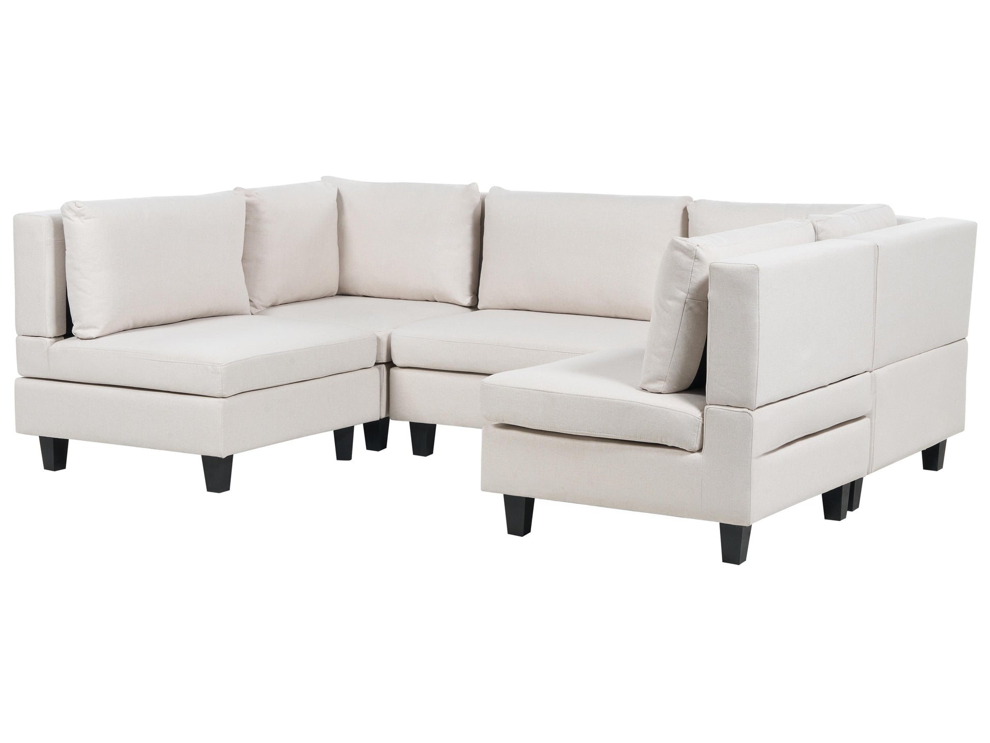  Modular U-Shape Sofa 5 Seater UNSTAD Fabric Light Beige