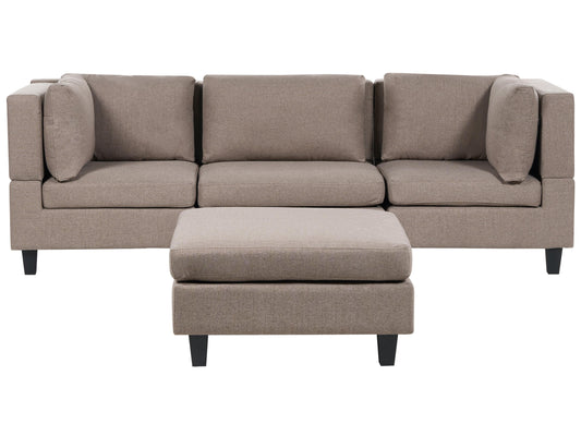 Modular Sofa 3 Seater UNSTAD Fabric Brown With Ottoman