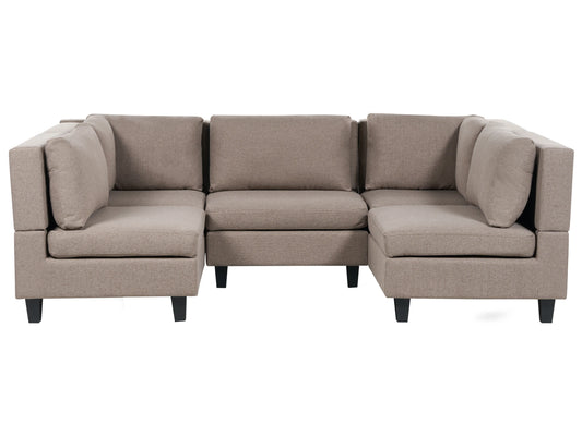  Modular U-Shape Sofa 5 Seater UNSTAD Fabric Brown