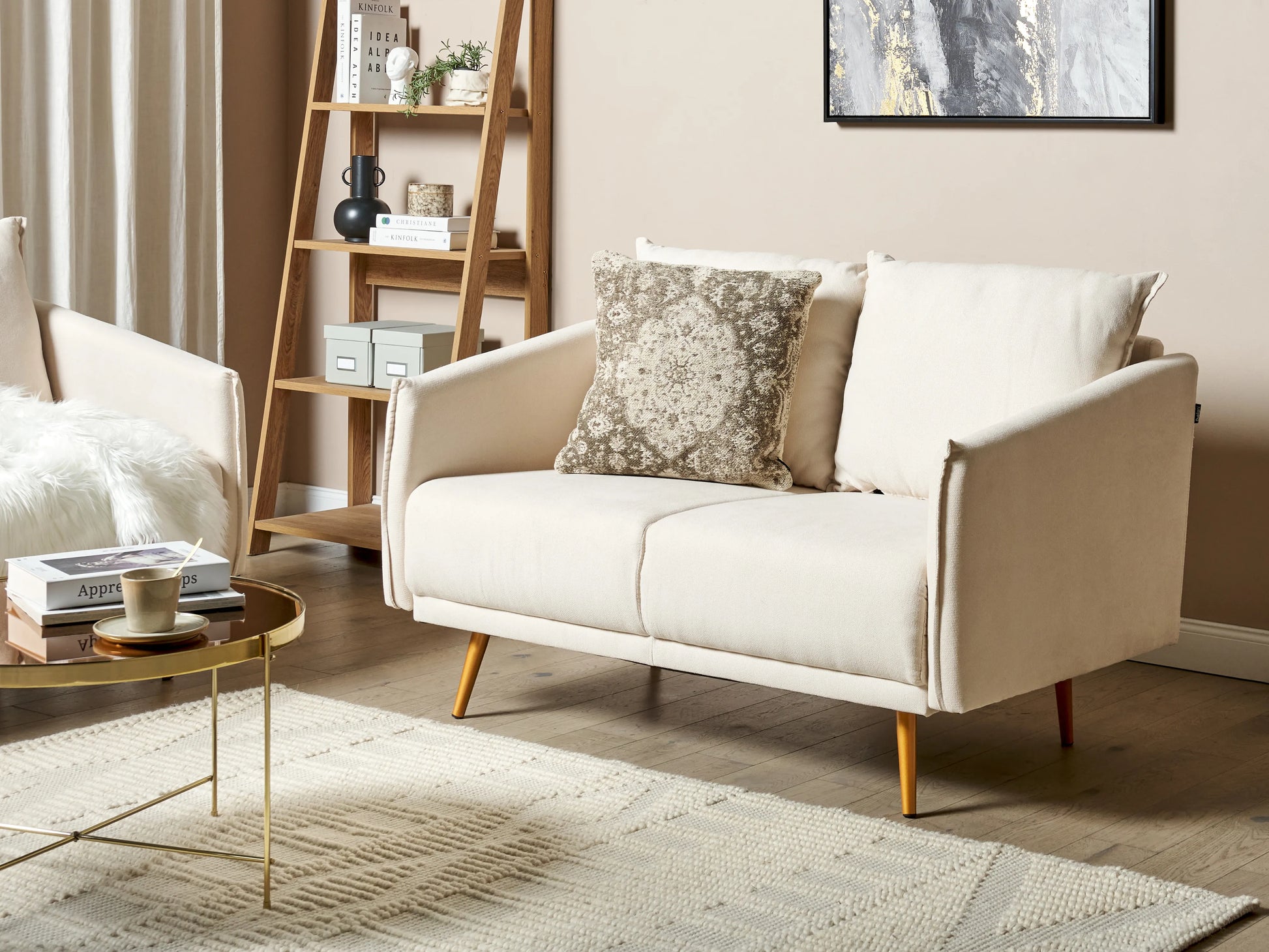  Sofa 2 Seater MAURA Fabric Light Beige