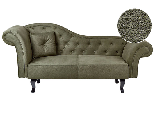 Left-Hand Chaise Lounge LATTES II Velvet Olive Green