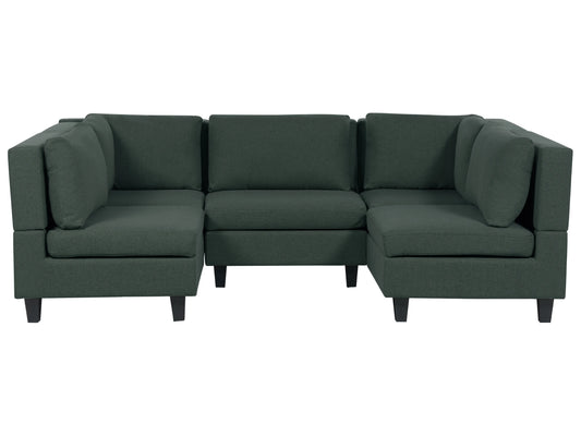  Modular U-Shape Sofa 5 Seater UNSTAD Fabric Dark Green