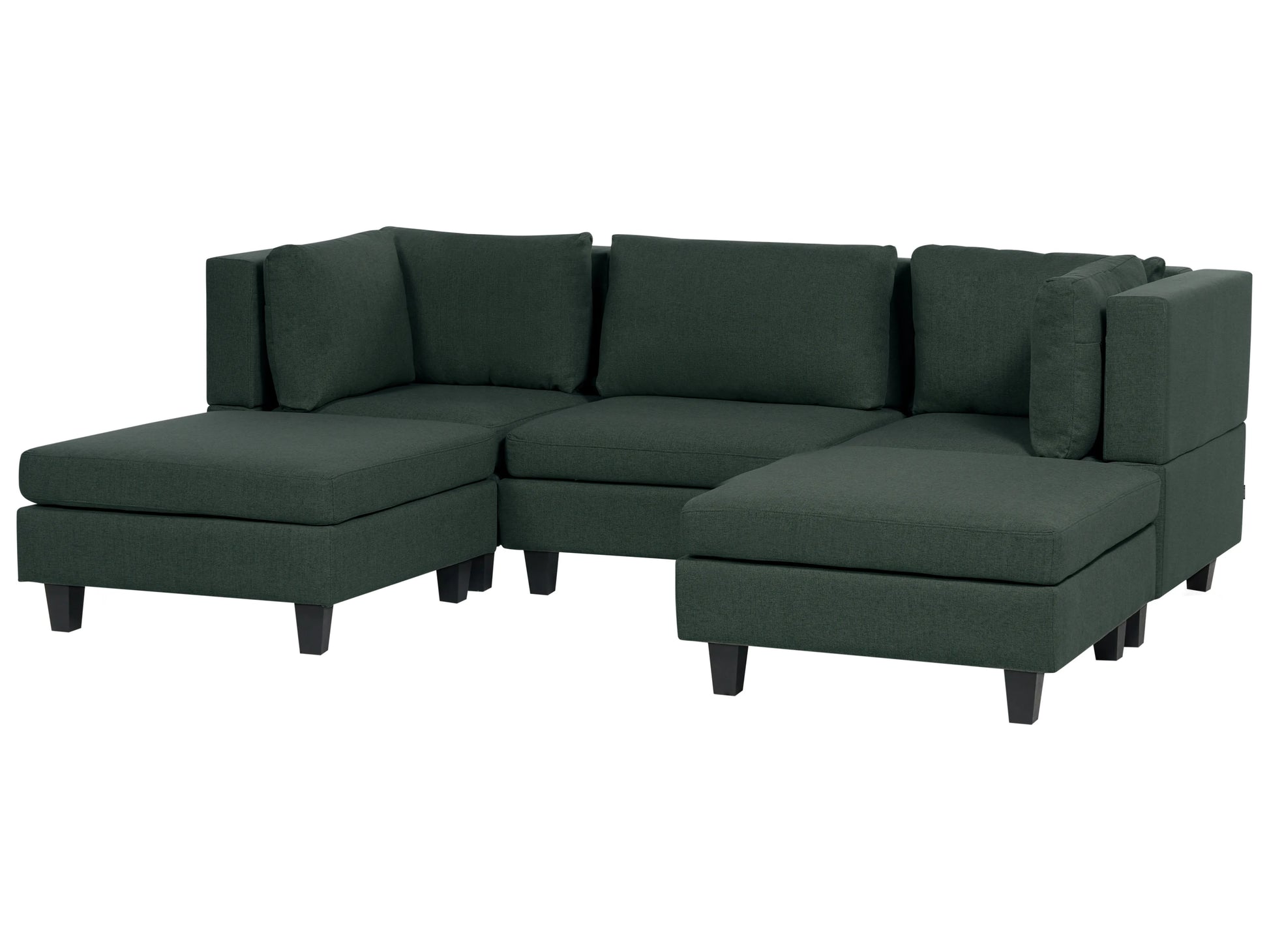  Modular U-Shape Sofa 5 Seater UNSTAD Fabric Dark Green