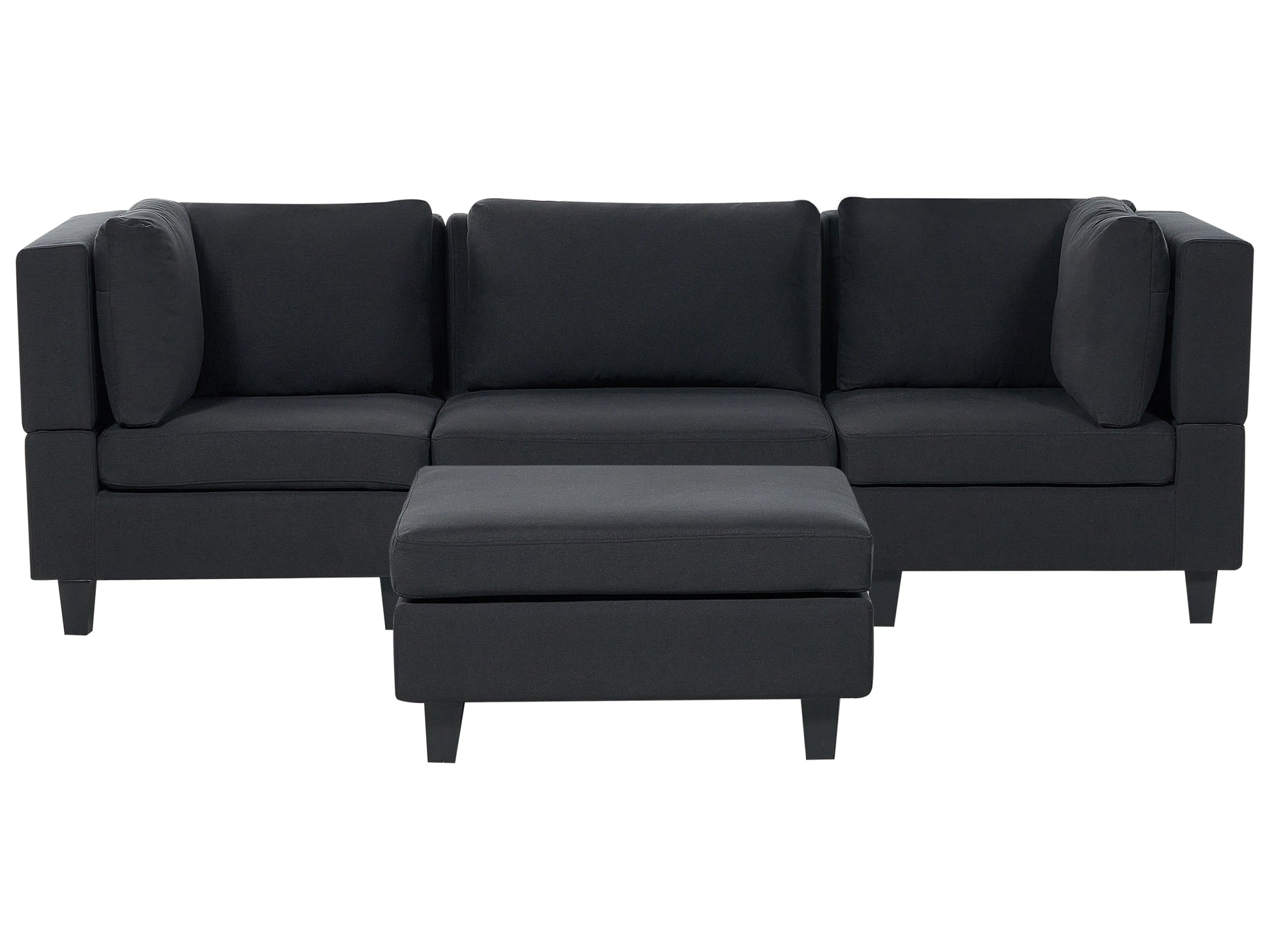 Modular Sofa 3 Seater UNSTAD Fabric Black With Ottoman