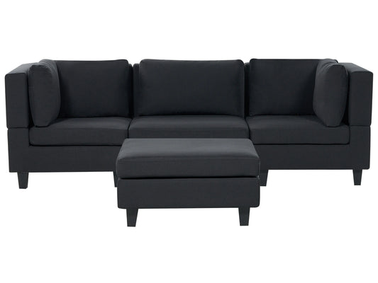  Modular Sofa 3 Seater UNSTAD Fabric Black With Ottoman
