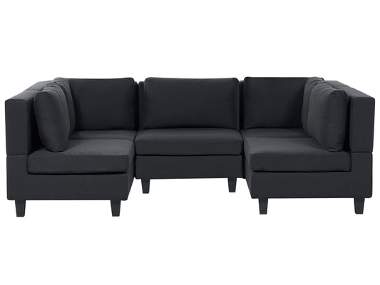  Modular U-Shape Sofa 5 Seater UNSTAD Fabric Black