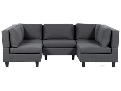  Modular U-Shape Sofa 5 Seater UNSTAD Fabric Dark Grey