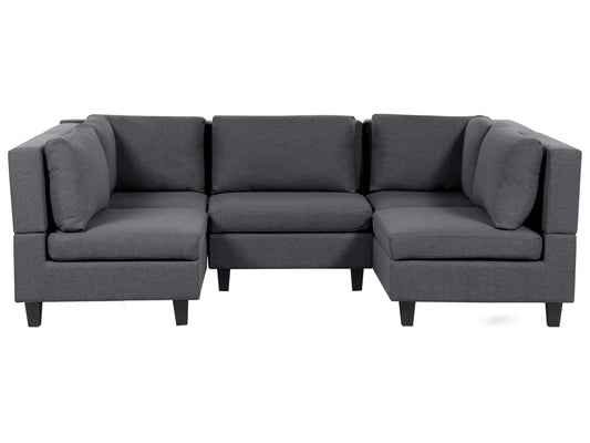  Modular U-Shape Sofa 5 Seater UNSTAD Fabric Dark Grey
