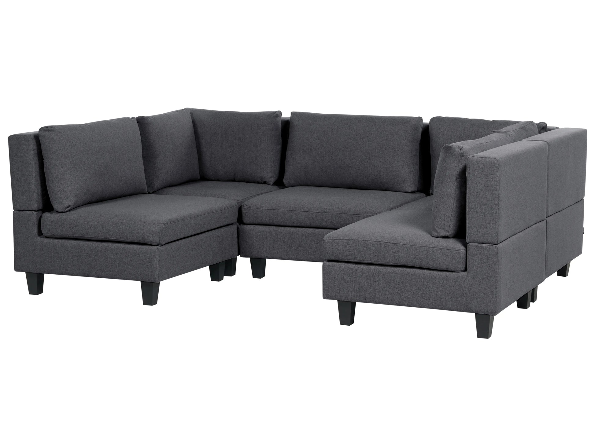  Modular U-Shape Sofa 5 Seater UNSTAD Fabric Dark Grey