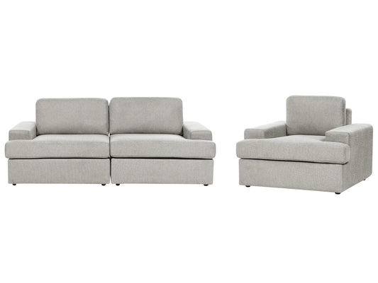  Living Room Set 4 Seater ALLA Fabric Light Grey
