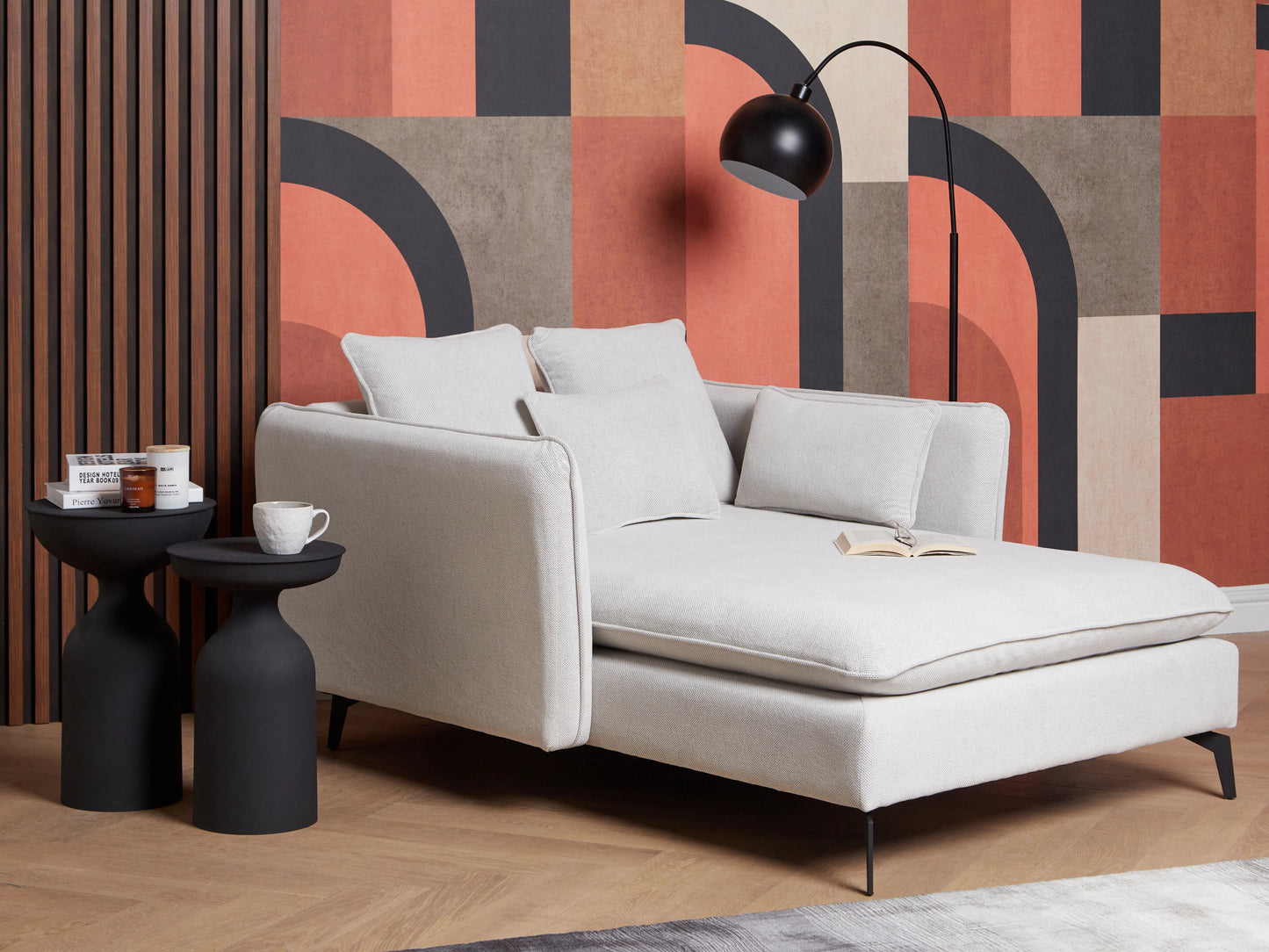  Chaise Longue CHARMES Fabric Light Beige