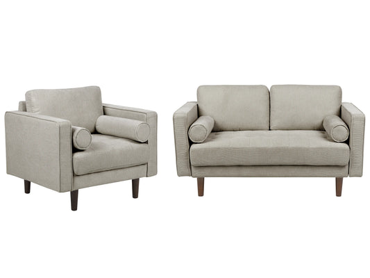  Living Room Set 3 Seater NURMO Fabric Taupe