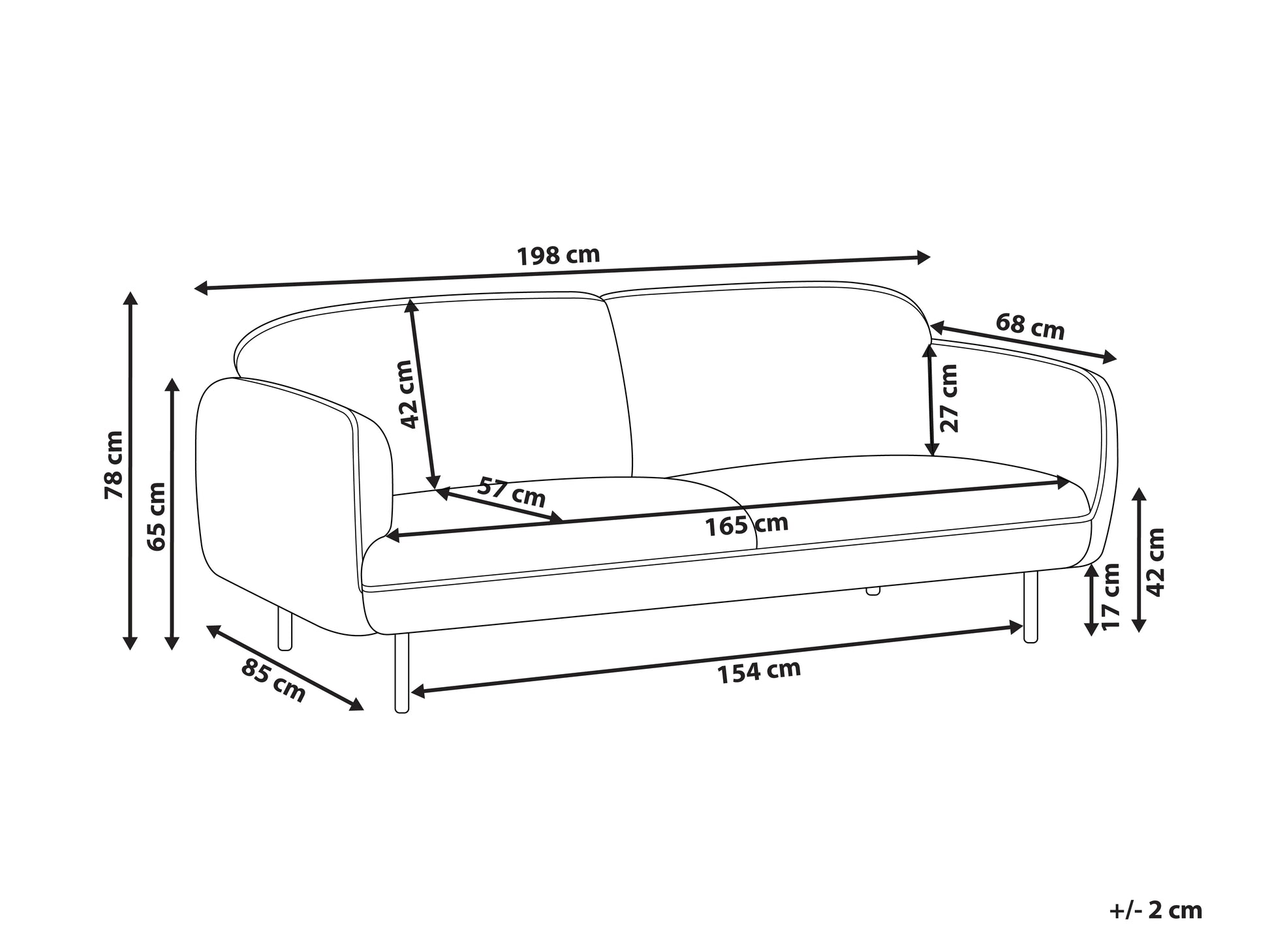  Sofa 3 Seater TONSBERG Fabric Light Grey