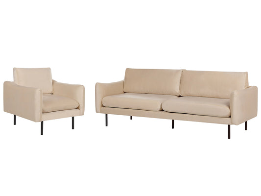  Living Room Set 4 Seater VINTERBRO Velvet Beige