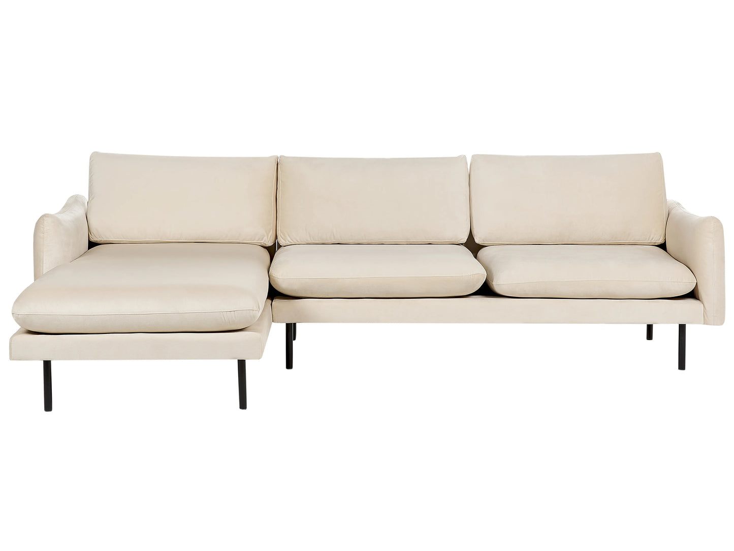  Corner Sofa 4 Seater VINTERBRO Velvet Light Beige Right Hand