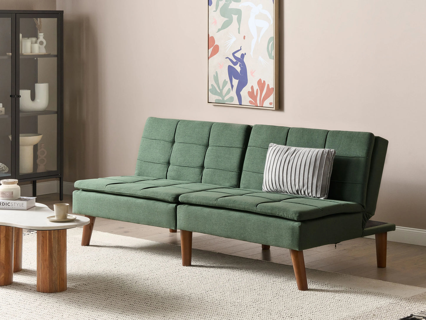  Sofa Bed 3 Seater RONNE Fabric Dark Green