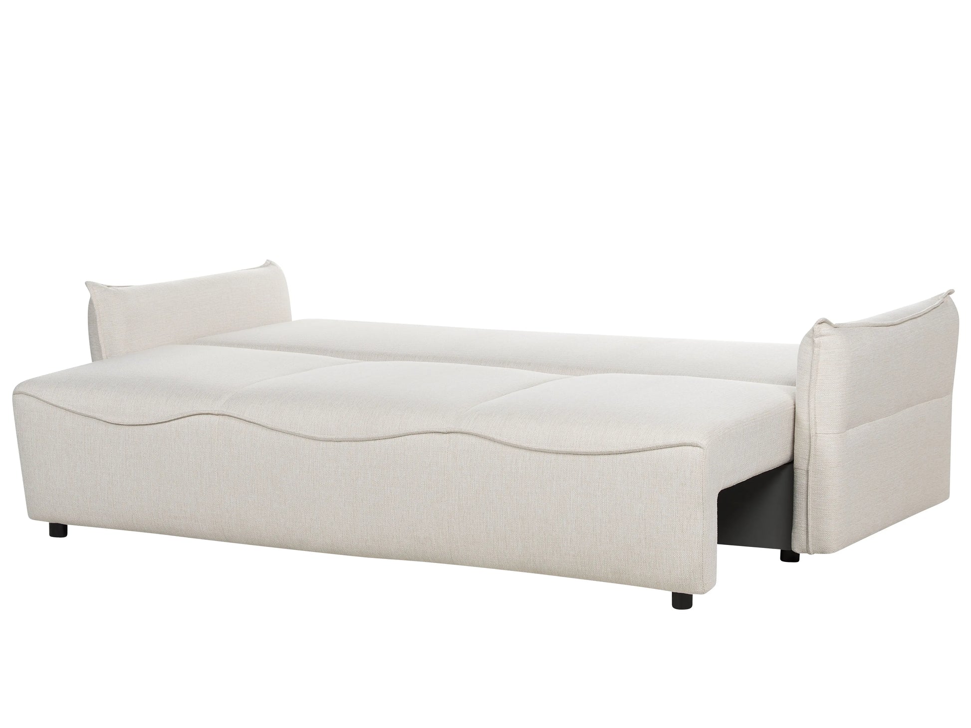  Sofa Bed 3 Seater KRAMA Fabric Off-White With Storage
